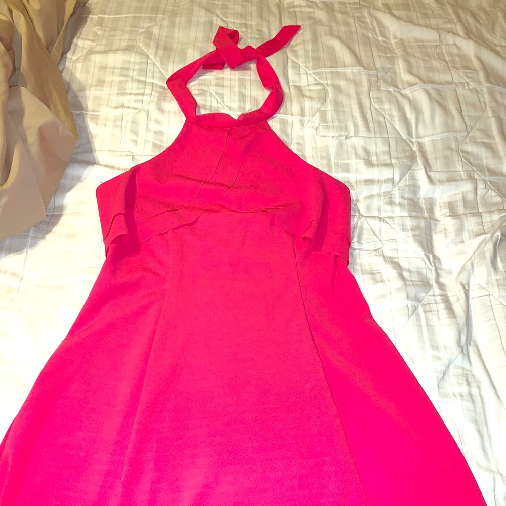 Hot pink Bebe halter dress